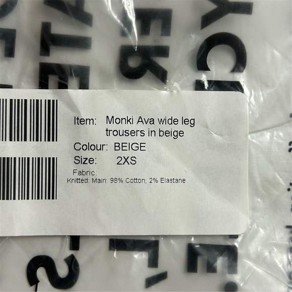 Monki Women's Beige Ava Wide Leg Trouser Pants Size Uk 6, EUR 32 - Picture 8 of 12